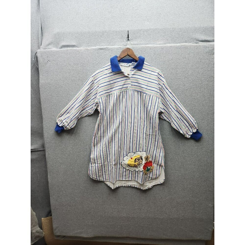 Vintage J. Christopher Striped Tunic night shirt With Collar & Embroidered Patch
